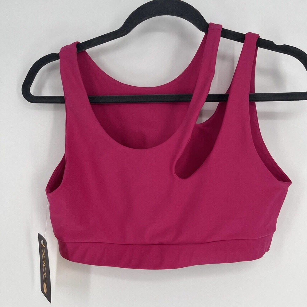 Becca Top Womens Large Cutout Swim Top Barbie Pink Athleisure Cropped NWT